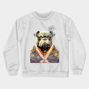 Cigar Smoking Bulldog: Nothing Bothers Me When I'm Smoking a Cigar on a light (knocked out) background Crewneck Sweatshirt